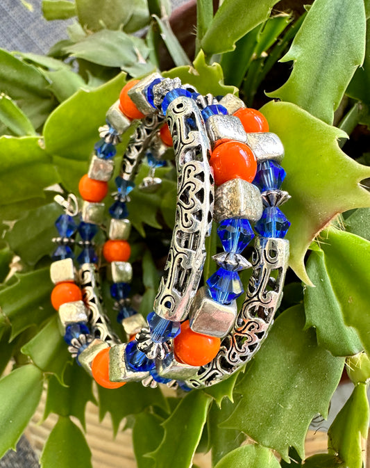 Gator Orange and Blue 3-Strand Memory Bracelet