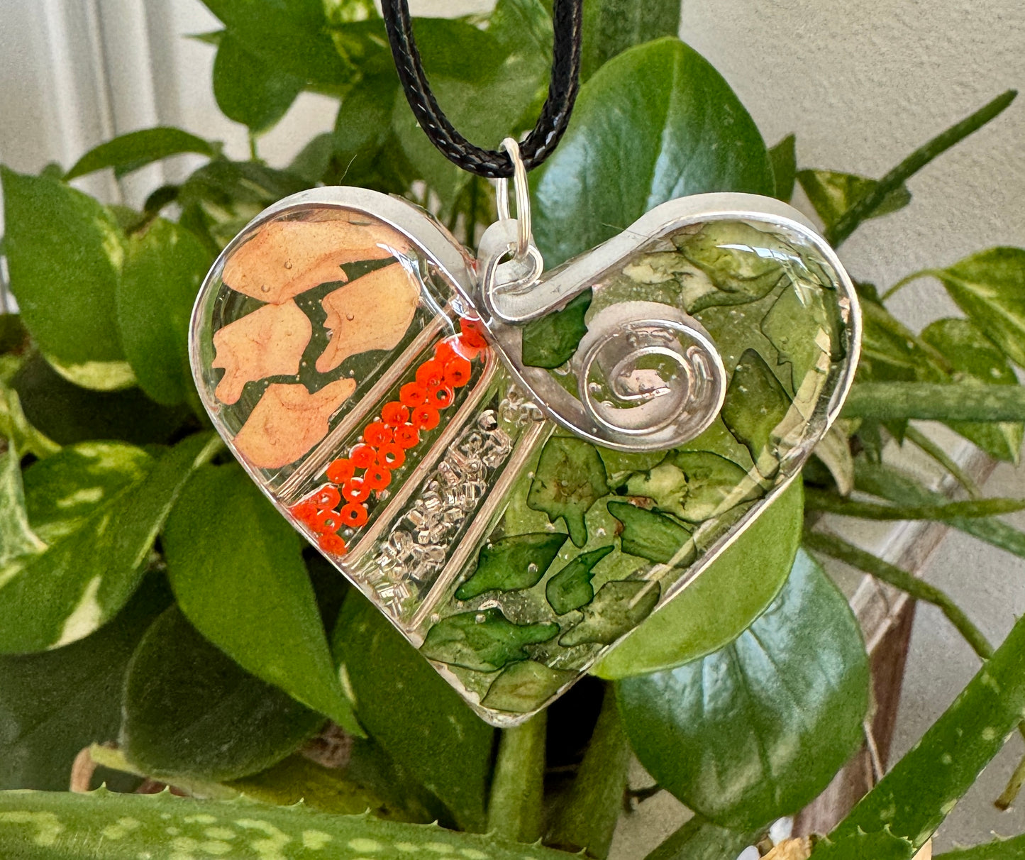 Resin Garden Heart Necklace