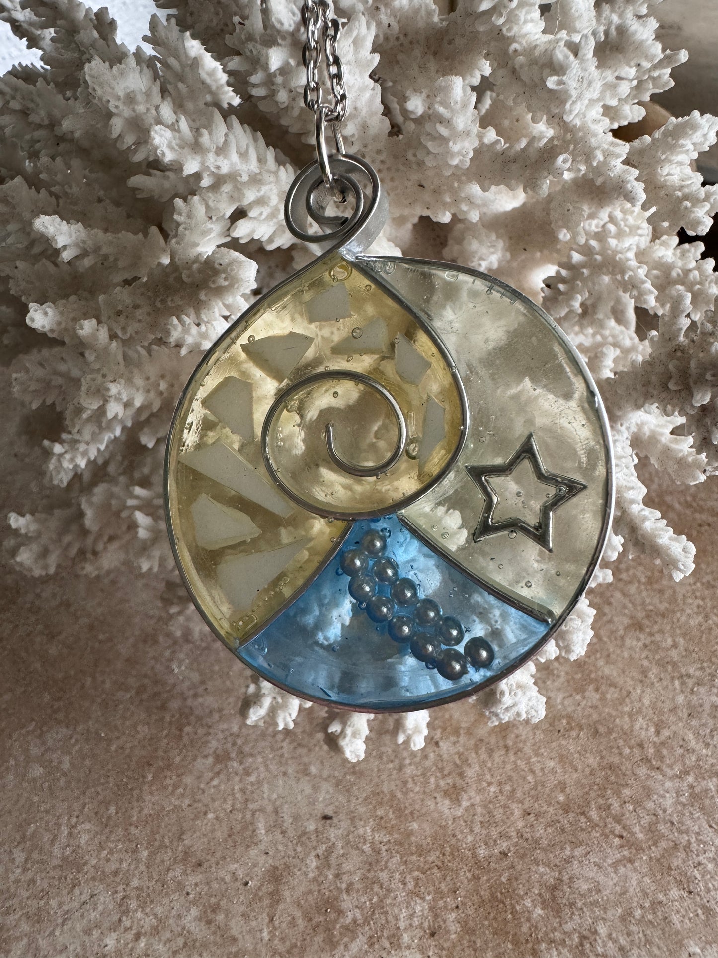 Round Collage Resin Necklace