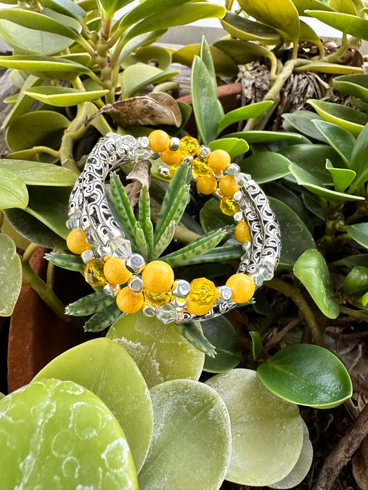 Yellow and Silver 3-Strand Memory Bracelet