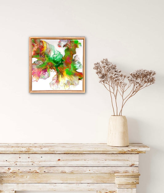 Autumn Leaves Fluid Art Framed Painting