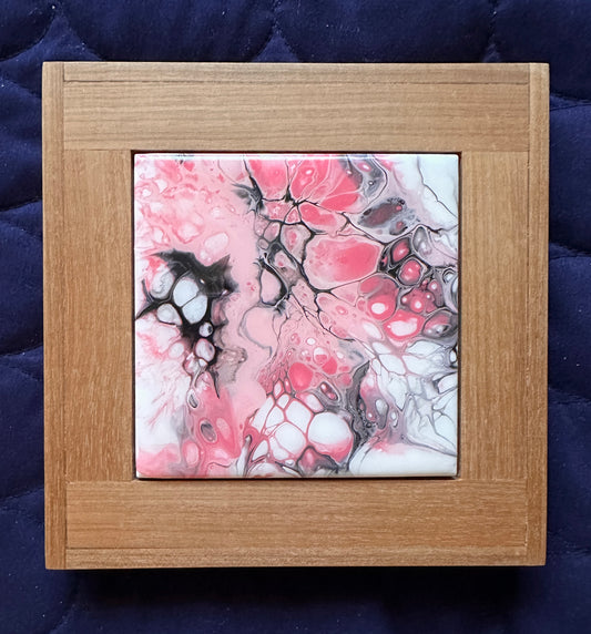 Pink Dream Decorative Mini Framed Tile /Hot Plate