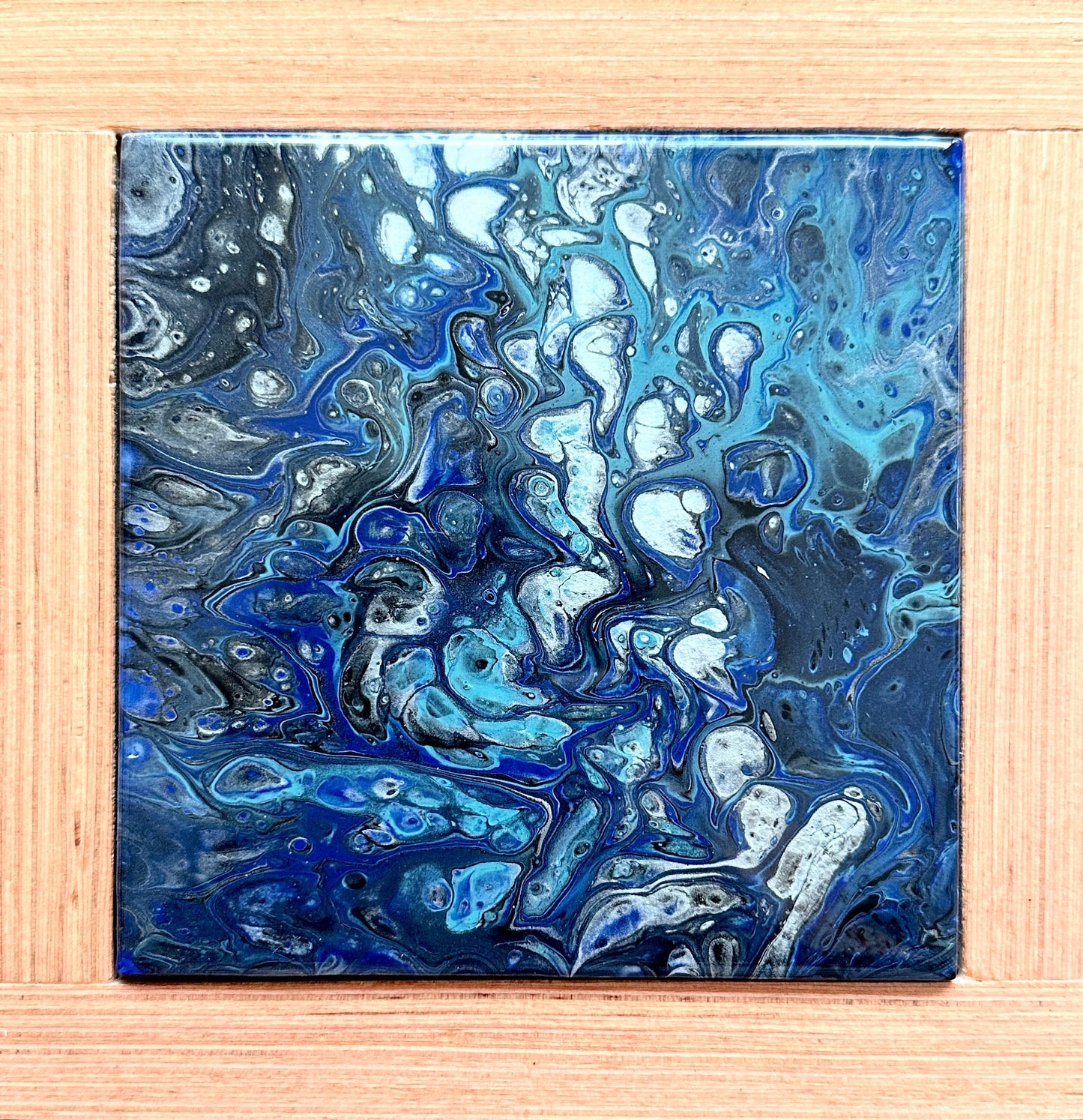 Dancing Blue Cells Decorative Framed Tile