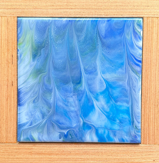 Inner Blue Feather Decorative Framed Tile