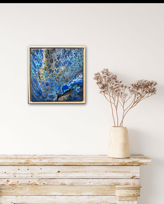 Dancing Beneath the Sea Fluid Art Framed Painting