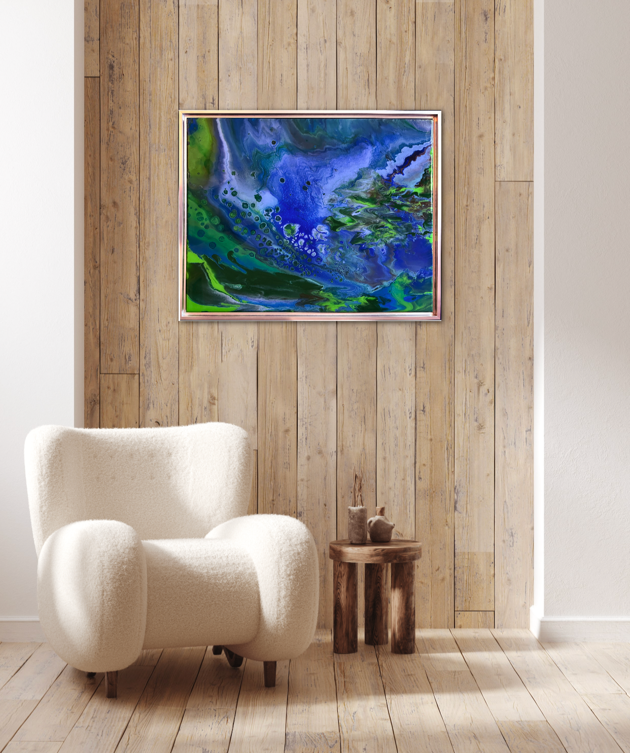 Deep Sea Rising Framed Acrylic Painting with Resin