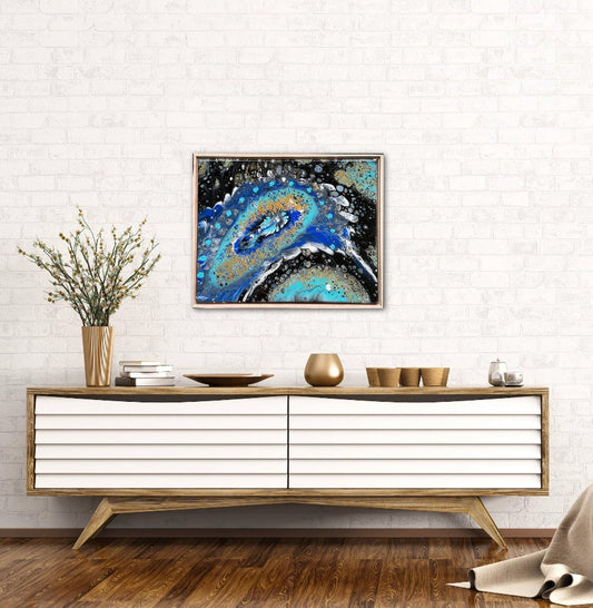 Deep Space Fluid Art Framed Painting