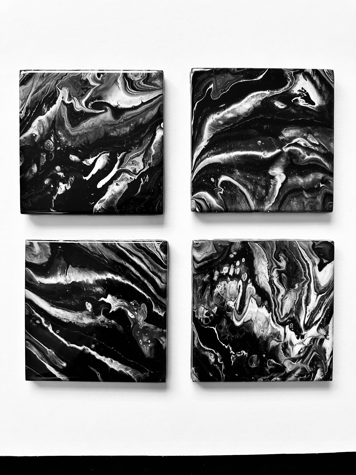 Black and White Fluid Art Coasters