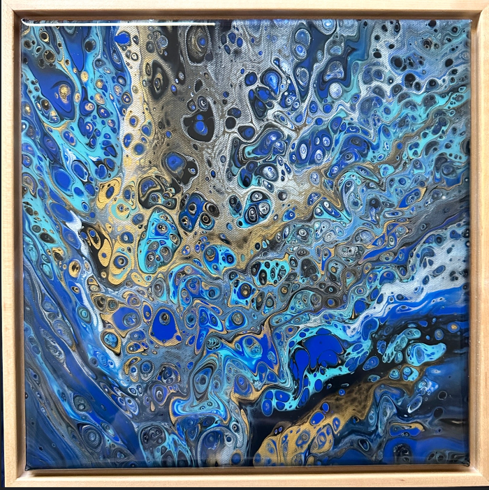 Dancing Beneath the Sea Fluid Art Framed Painting