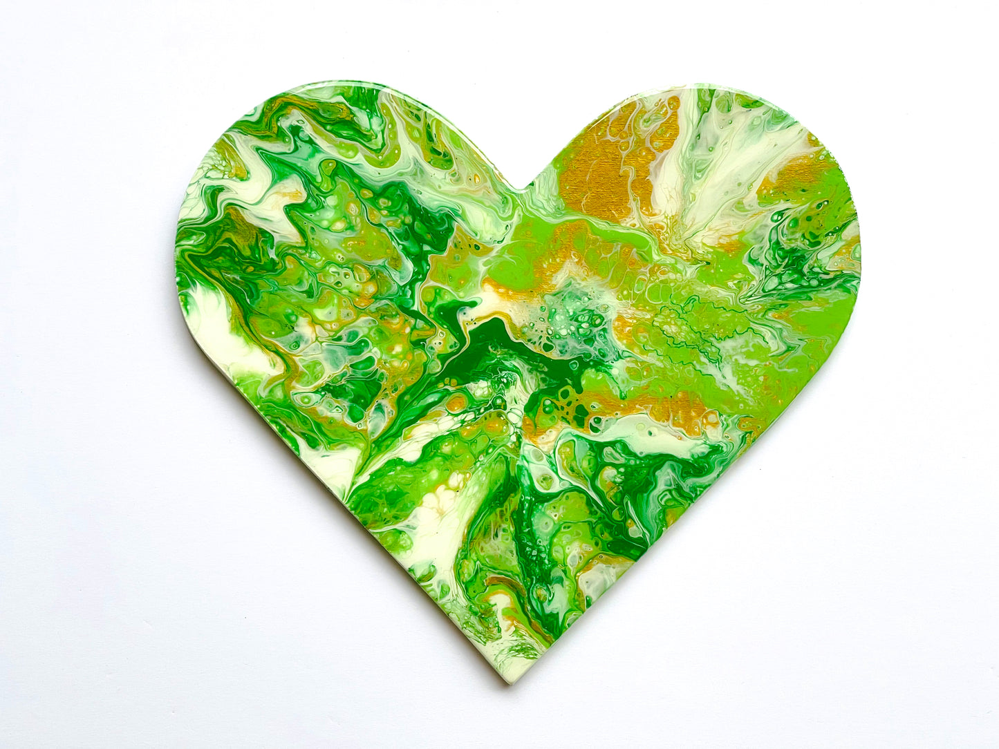 Green and Gold Acrylic and Resin Heart Plaque