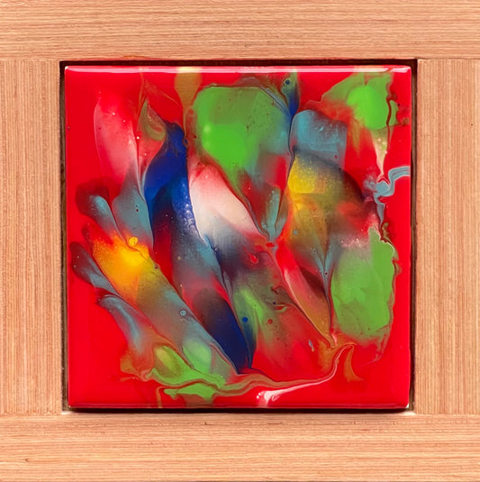 Red Zest Decorative Mini Framed Tile /Hot Plate