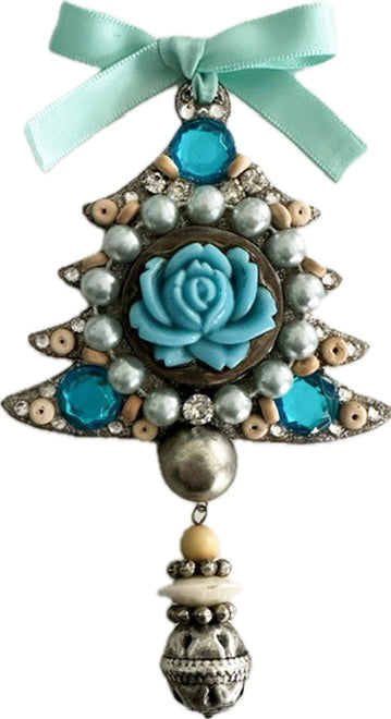 Turquoise Flower Christmas Tree Ornament