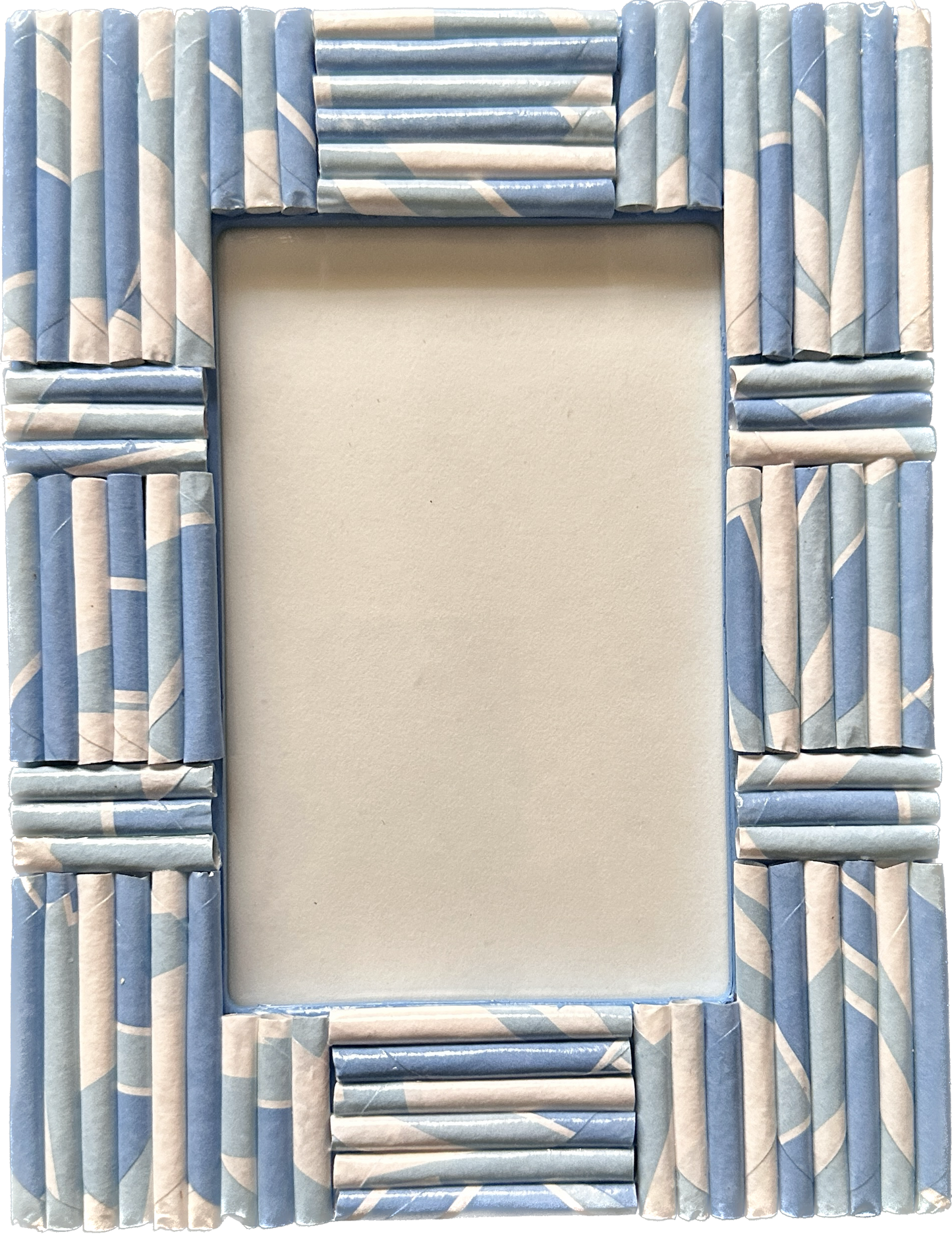 Rolled Paper Blue and White Picture Frame