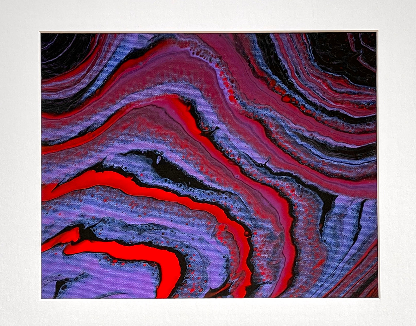 Red Rising Matted Fluid Art Painting