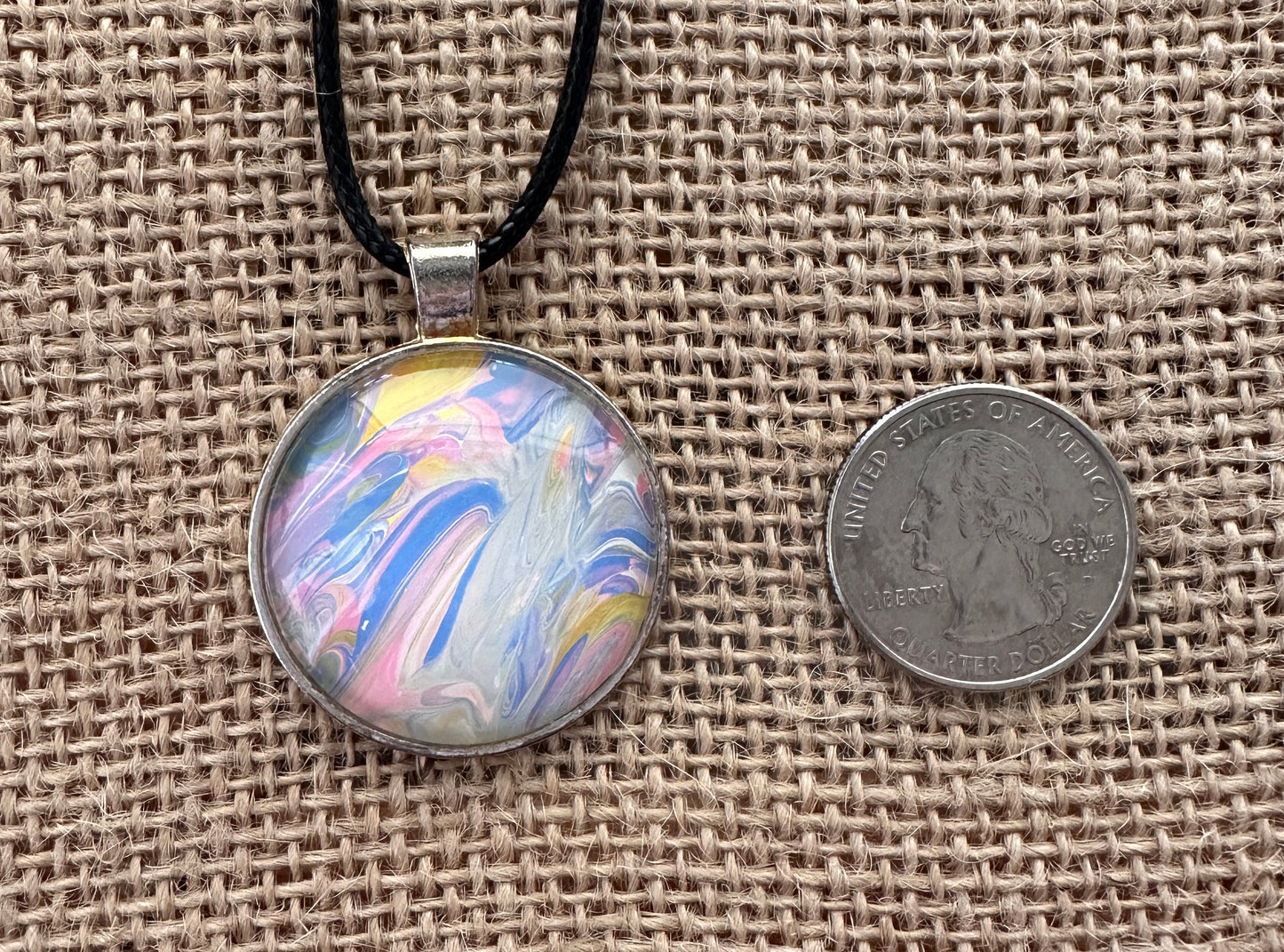 Pink Blue and Yellow Swirl Multicolored Necklace