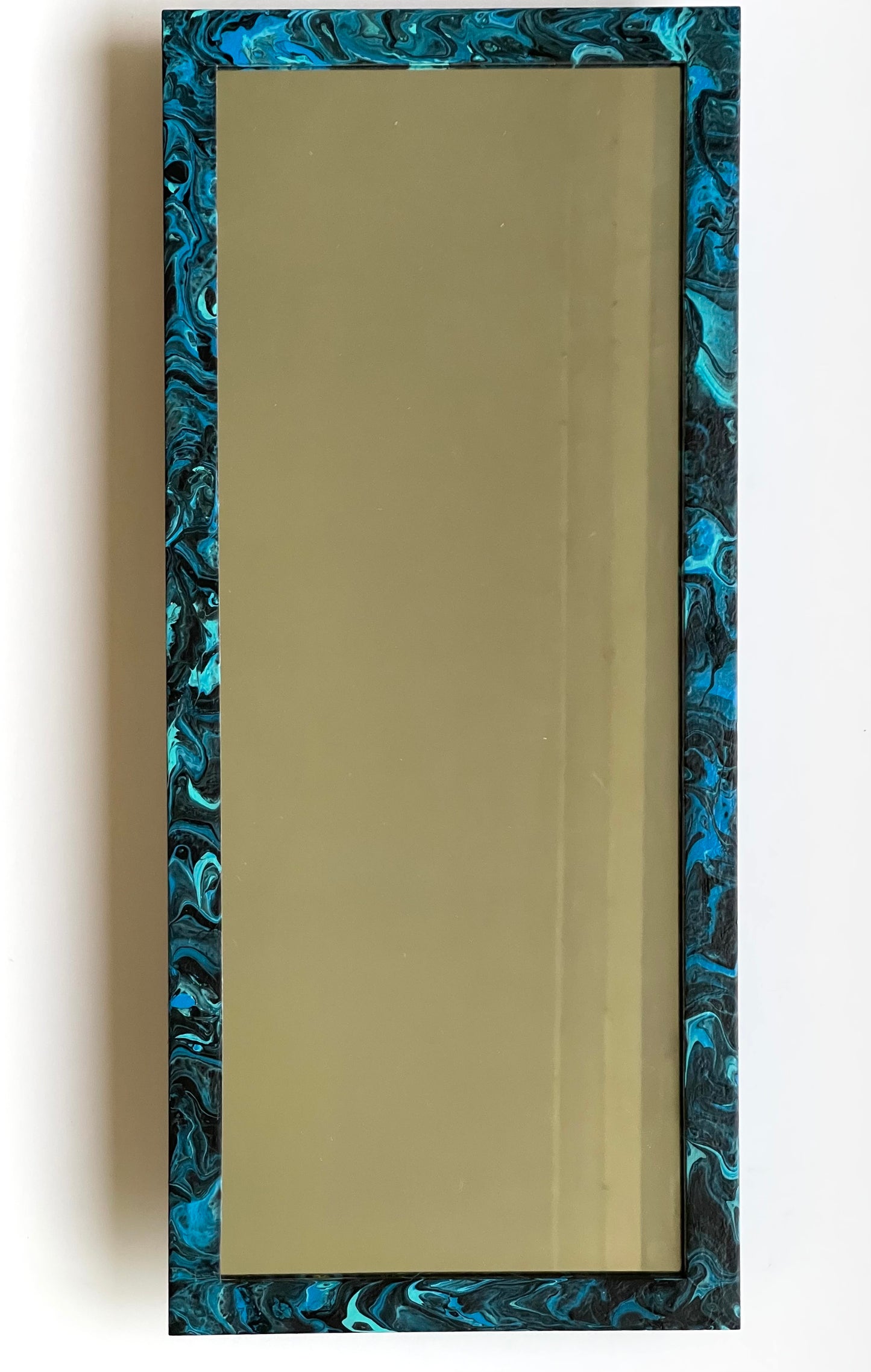 Blue Fluid Art Framed Mirror
