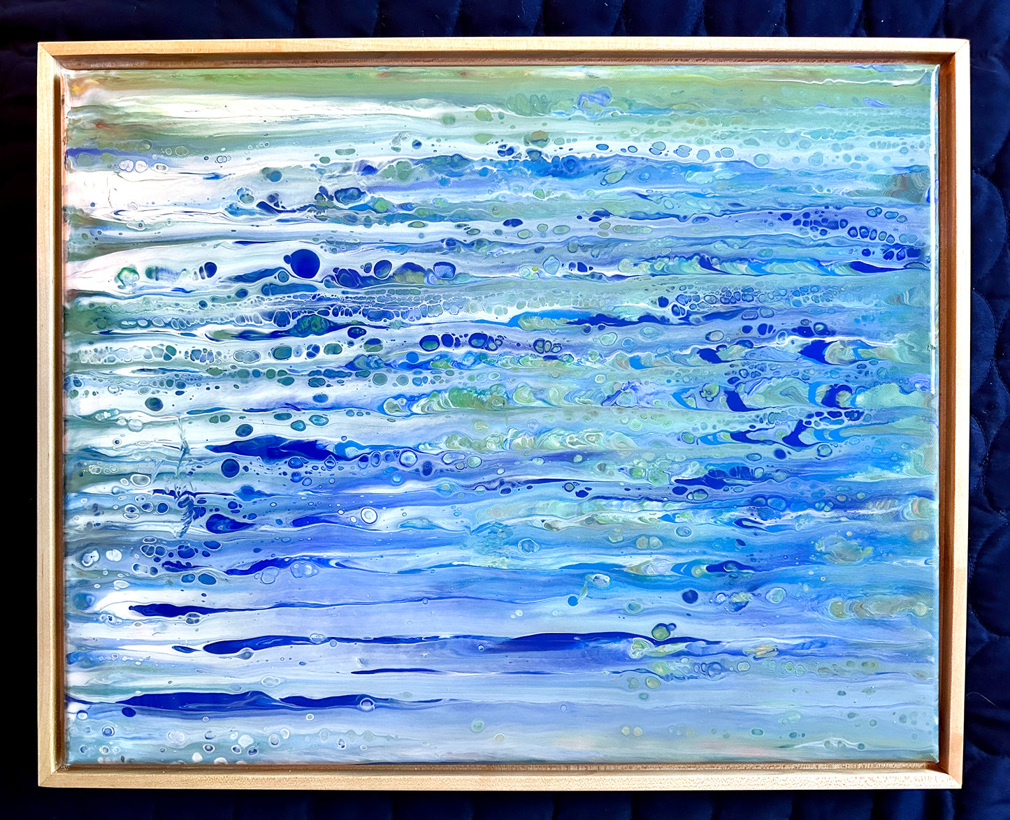 Out to Sea Fluid Art Framed Painting