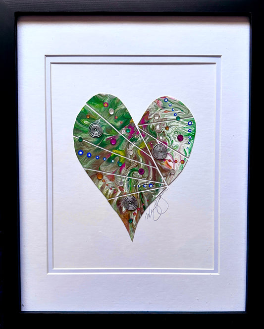 Mixed Media Forever Connected Heart Framed Painting